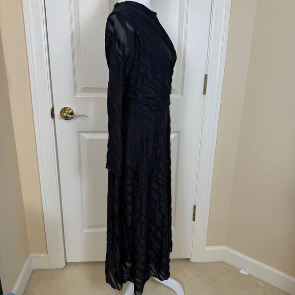 Isle by Melis Kozan Elegant Black Mesh Stretch Dress Small Zebra Imprint EUC - Picture 5 of 9